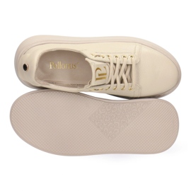 Zapatillas de cuero para mujeres en la plataforma Pollonus beige 5-1722-002 7
