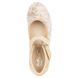 But-Bal Zapatos de velcro de cuero para mujeres con un patrón floral 696bb beige 5