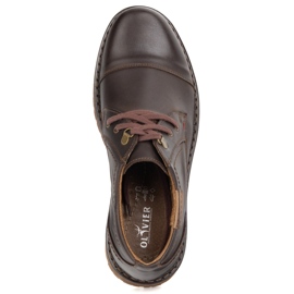 Zapatos de cuero para hombres Olivier 312gt con un dedo del pie empujado marrón oscuro 6