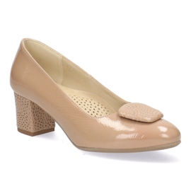 Bombas de cuero para mujeres, beige kostex 2634-l 123 1