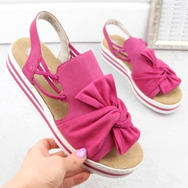 Sandalias cómodas plataforma Rieker W RKR687 fucsia rosado 4