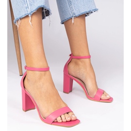 Sandalias de tacón rosa 1
