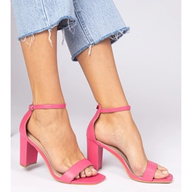 Sandalias de tacón rosa rosado 4
