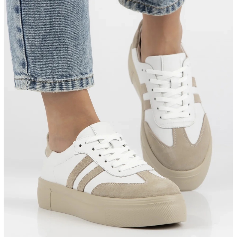 Filippo DP6841/24 zapatillas de cuero blanco 1