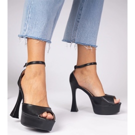Sandalias negras de tacón alto negro 3