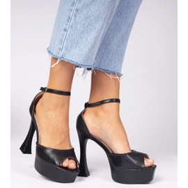 Sandalias negras de tacón alto negro 4