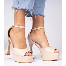 Sandalias beige tacón 3