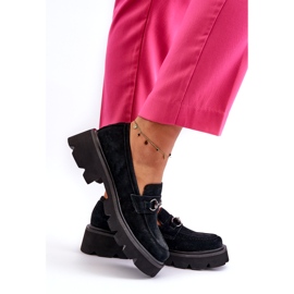 Vinceza Mocasines de cuero para mujeres negros de gamuza negra 3
