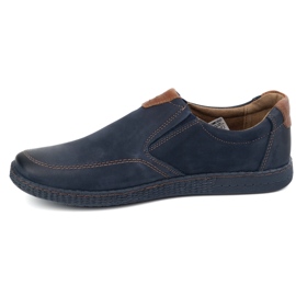 KOMODO Zapatos de cuero para hombres casuales 854/2 azul marino 1