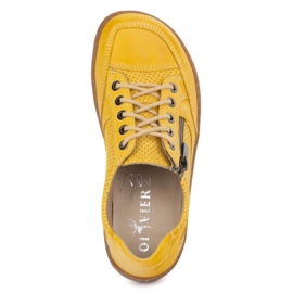 Zapatillas de cuero minimalista de mujeres descalzos Olivier 770 amarillo perforado 13
