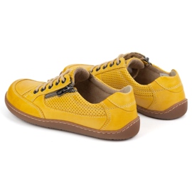 Zapatillas de cuero minimalista de mujeres descalzos Olivier 770 amarillo perforado 12