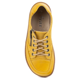 Zapatillas de cuero minimalista de mujeres descalzos Olivier 770 amarillo perforado 16