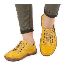Zapatillas de cuero minimalista de mujeres descalzos Olivier 770 amarillo perforado 6