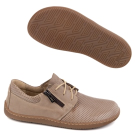 Olivier Zapatos de cuero minimalista de mujeres descalzo 1244 beige perforado 9