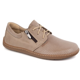 Olivier Zapatos de cuero minimalista de mujeres descalzo 1244 beige perforado 3