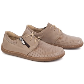 Olivier Zapatos de cuero minimalista de mujeres descalzo 1244 beige perforado 4