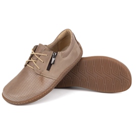 Olivier Zapatos de cuero minimalista de mujeres descalzo 1244 beige perforado 5