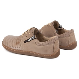 Olivier Zapatos de cuero minimalista de mujeres descalzo 1244 beige perforado 6