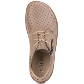 Olivier Zapatos de cuero minimalista de mujeres descalzo 1244 beige perforado 7