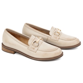 Exquisite Bombas de cuero para mujeres 1510Ex beige con un adorno 2