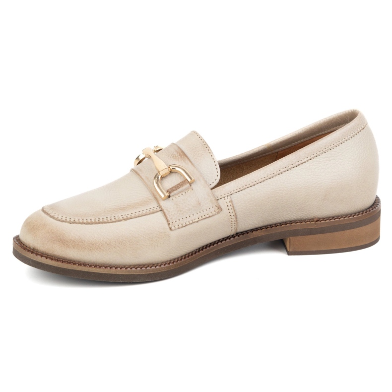 Exquisite Bombas de cuero para mujeres 1510Ex beige con un adorno 1