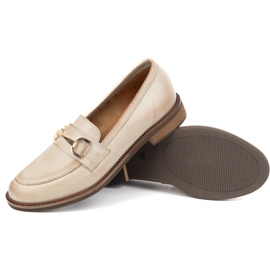 Exquisite Bombas de cuero para mujeres 1510Ex beige con un adorno 3