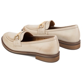 Exquisite Bombas de cuero para mujeres 1510Ex beige con un adorno 4