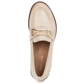 Exquisite Bombas de cuero para mujeres 1510Ex beige con un adorno 5