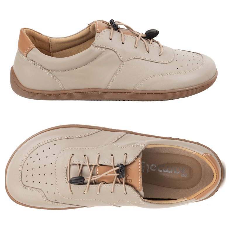 Kampol Zapatos de cuero minimalista descalzo 500/18 Cappuccino beige 1