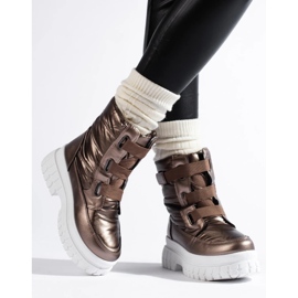 Botas de nieve de mujer marrones con velcro. marrón 6
