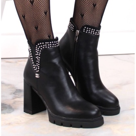 Botines aislantes de tacón alto con remaches, Filippo W PAW495, negro 9