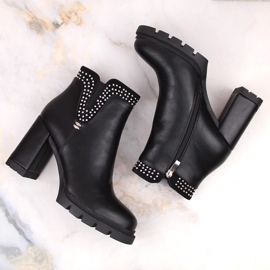 Botines aislantes de tacón alto con remaches, Filippo W PAW495, negro 10