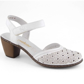 Sandalias cómodas de piel Rieker W RKR650 blanco 15