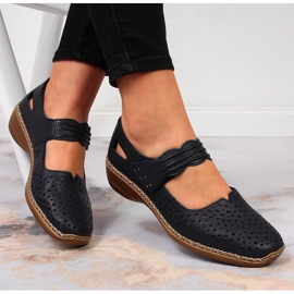 Zapatos mujer piel con velcro azul marino Rieker 41399-14 4