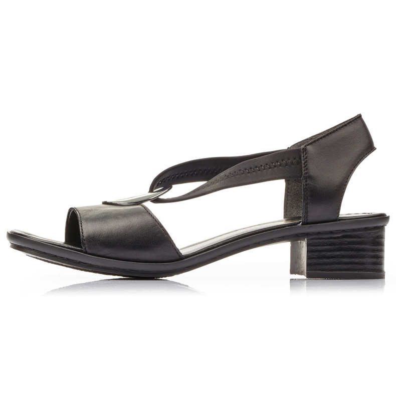 Sandalias mujer de piel con gomas negras Rieker 62662-01 negro 2