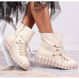 Botas cálidas de mujer con plataforma, beige Potocki WOL108B 6