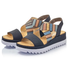 Cómodas sandalias mujer cuña multicolor Rieker V44G8-14 2