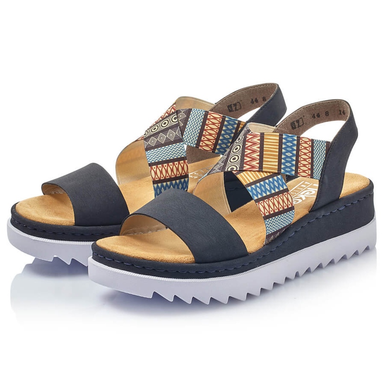 Cómodas sandalias mujer cuña multicolor Rieker V44G8-14 2