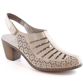 Rieker 40959-60 sandalias beige piel tacón alto 8