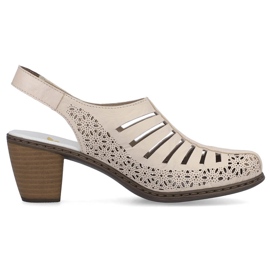 Rieker 40959-60 sandalias beige piel tacón alto 15