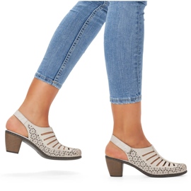 Rieker 40959-60 sandalias beige piel tacón alto 5