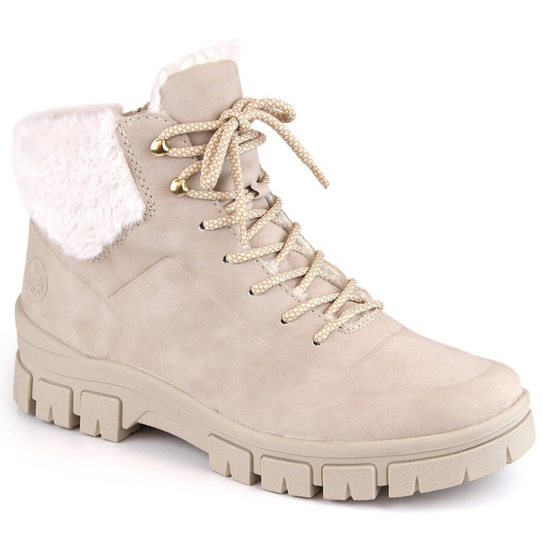 Cómodos botines de mujer beige con aislamiento de Rieker 1