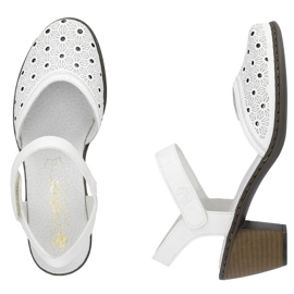Sandalias mujer piel comodas tacon alto blanco Rieker 40991-80 4