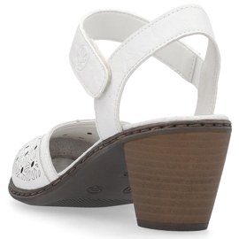 Sandalias mujer piel comodas tacon alto blanco Rieker 40991-80 14