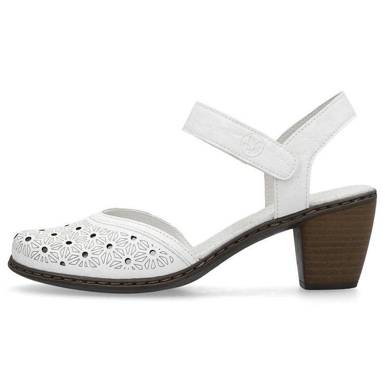 Sandalias mujer piel comodas tacon alto blanco Rieker 40991-80 1