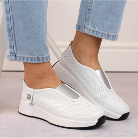 Zapatos deportivos sin cordones para mujer, cómodos, de piel, blanco, T.Sokolski 456 4