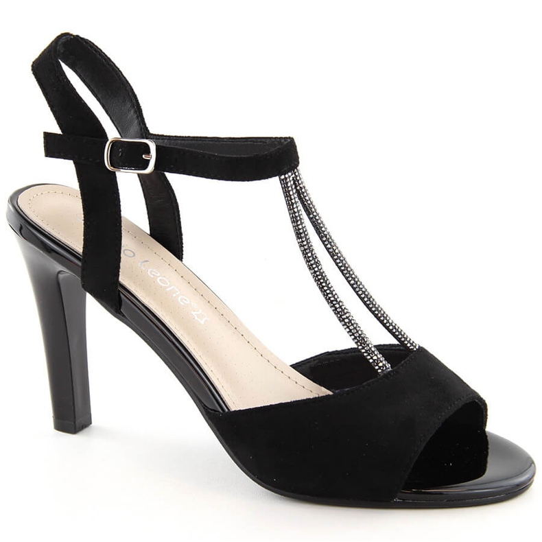 Sandalias de mujer con tacón alto en ante negro Sergio Leone SK924 1