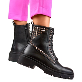 Botas rockeras de mujer con remaches, negras CH2320B negro 4
