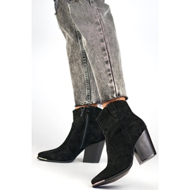 Botas cowboy de mujer en ante y tacón alto, negro A5618B 3