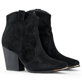 Botas cowboy de mujer en ante y tacón alto, negro A5618B 5